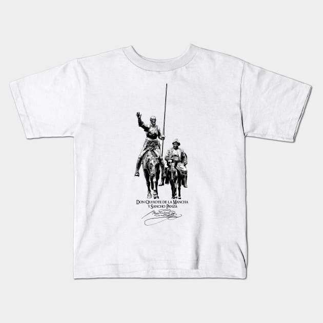 Don Quixote de la Mancha y Sancho Panza-Cervantes-Spain Kids T-Shirt by StabbedHeart